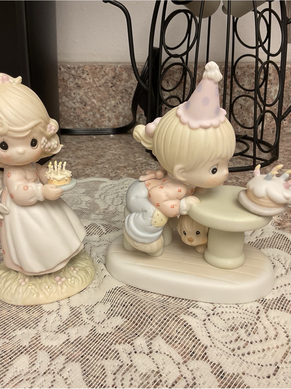 Precious Moments Pastel Birthday Figurines - Cream, Pink, Blue